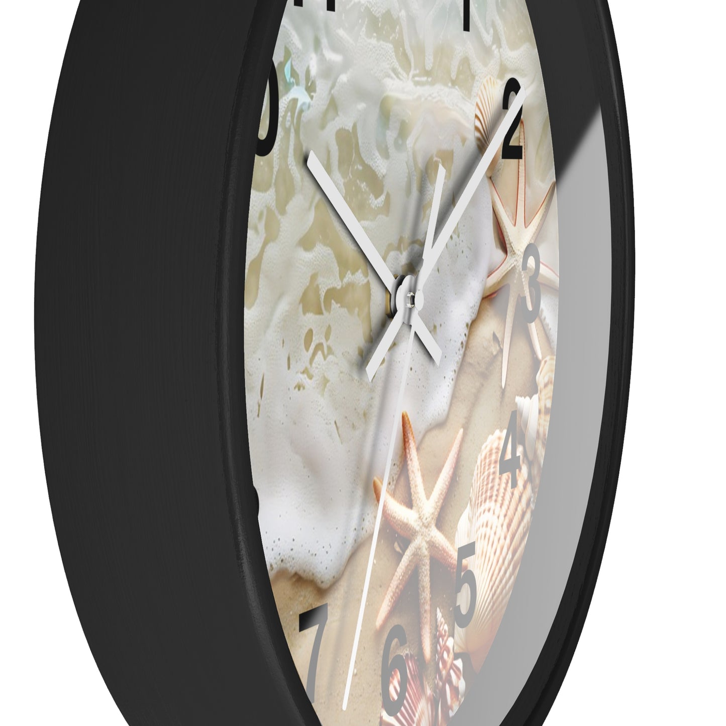 Beach Shells Wall Clock — Coastal Starfish Seaside Decor