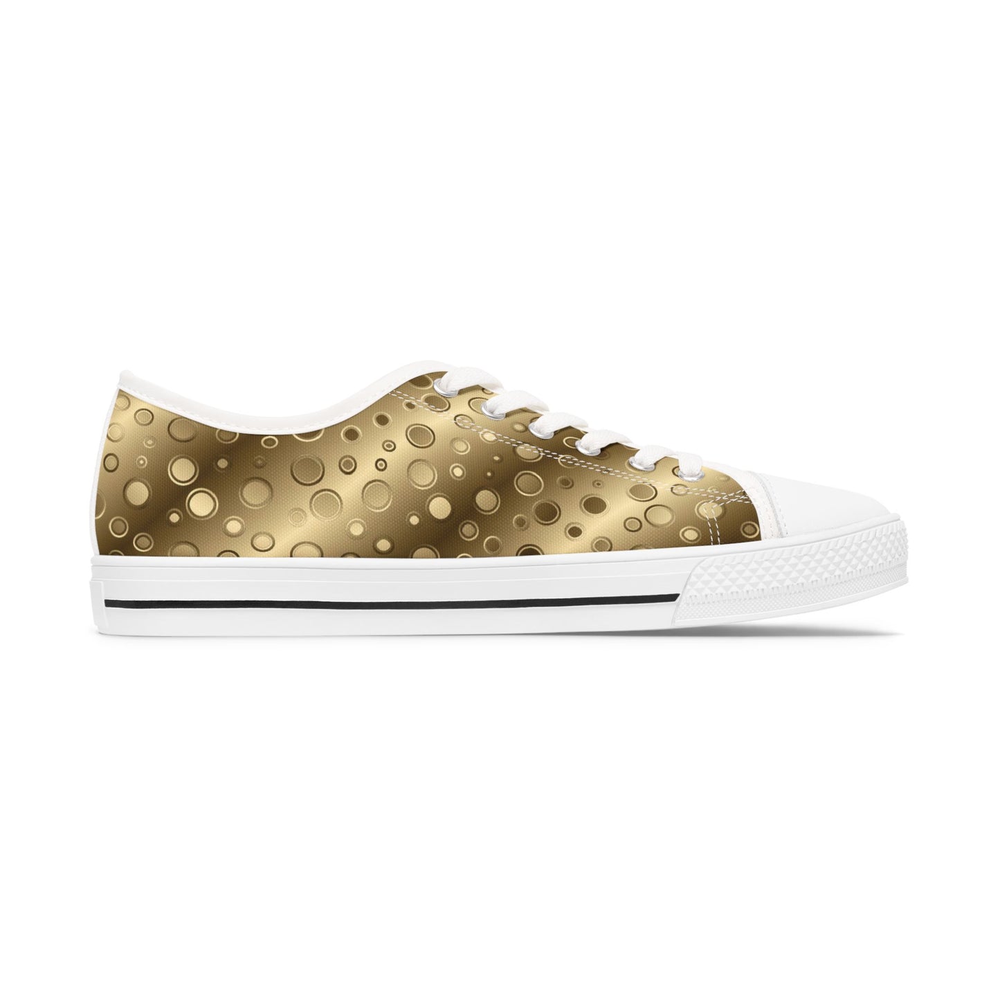 Gold Metallic Pattern Women's Low Top Sneakers