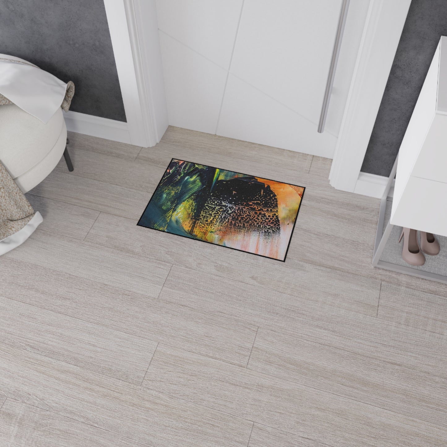 Abstract Art Heavy-Duty Floor Mat — Vibrant Brushstroke Entry Rug