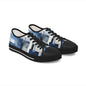 Abstract Blue Grid Low Top Sneakers — Casual Canvas Shoes