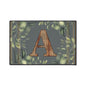 Personalized Monogram Floor Mat - Rustic Wood 'A' with Greenery Welcome Rug - Letter A