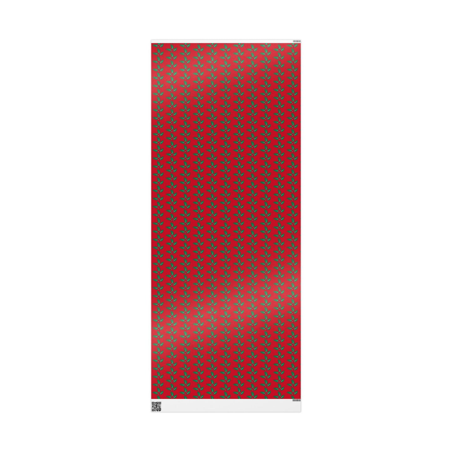 Festive Wrapping Paper Roll | Holiday Gift Wrap | Christmas Gift Wrap | Red Holly Design | Eco-Friendly Gift Wrap