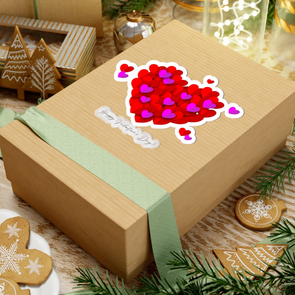 Valentine’s Heart Kiss-Cut Sticker — "Happy Valentine’s Day" Love Decal