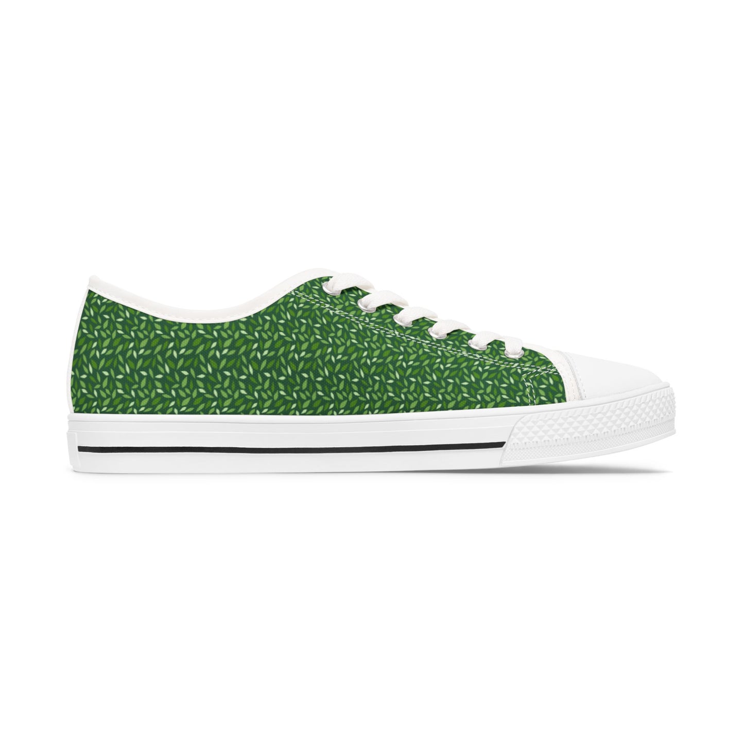 Green Texture Low Top Sneakers — Women's Casual Canvas Shoes