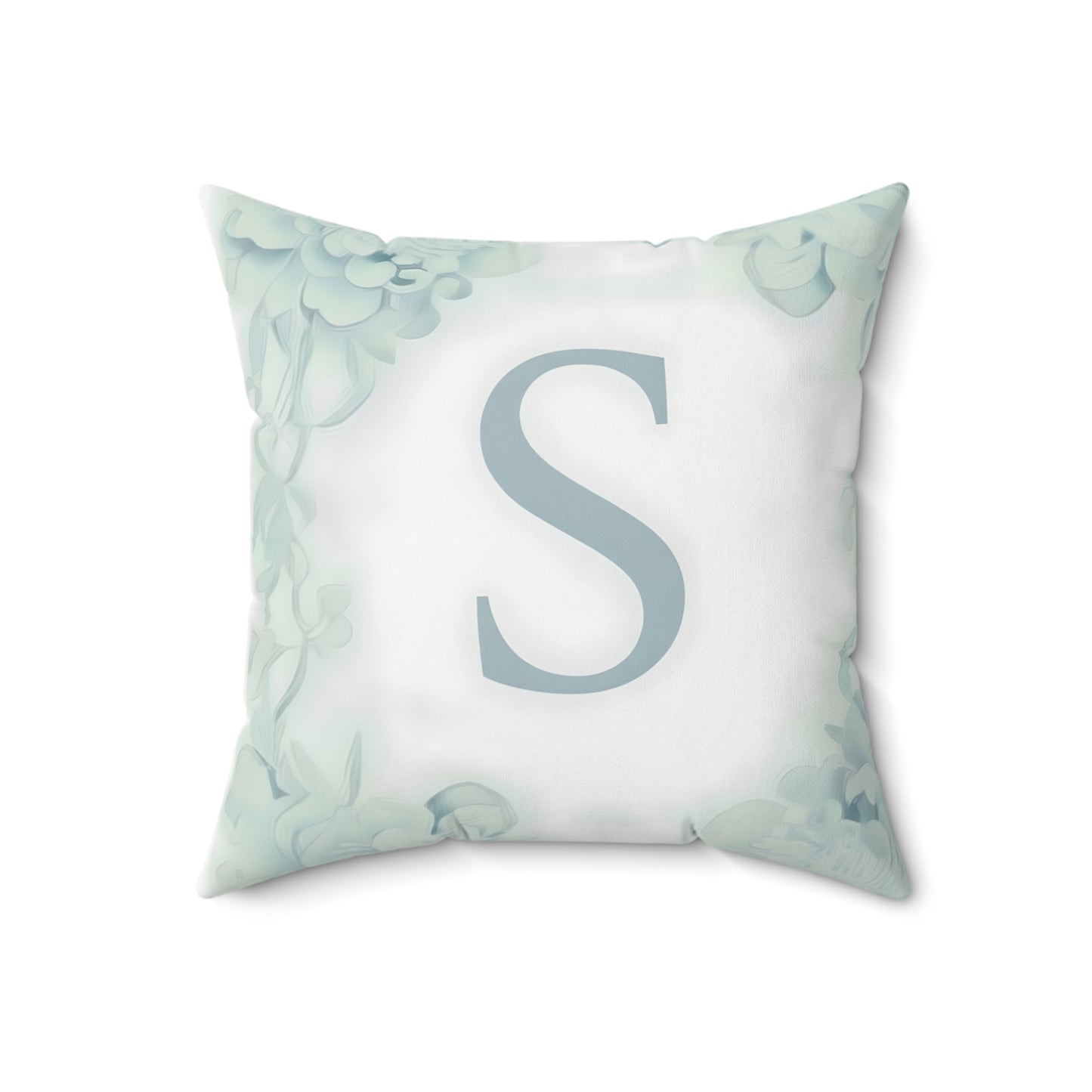 Monogram S Botanical Throw Pillow — Personalized Initial Decor