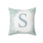 Monogram S Botanical Throw Pillow — Personalized Initial Decor