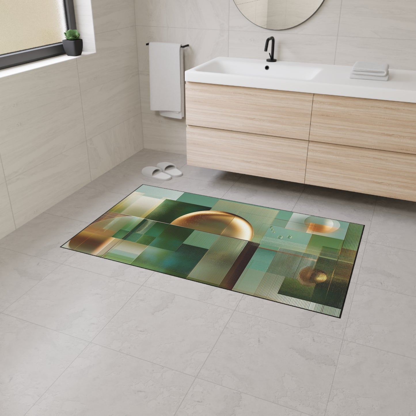 Geometric Gold Sphere Heavy-Duty Floor Mat