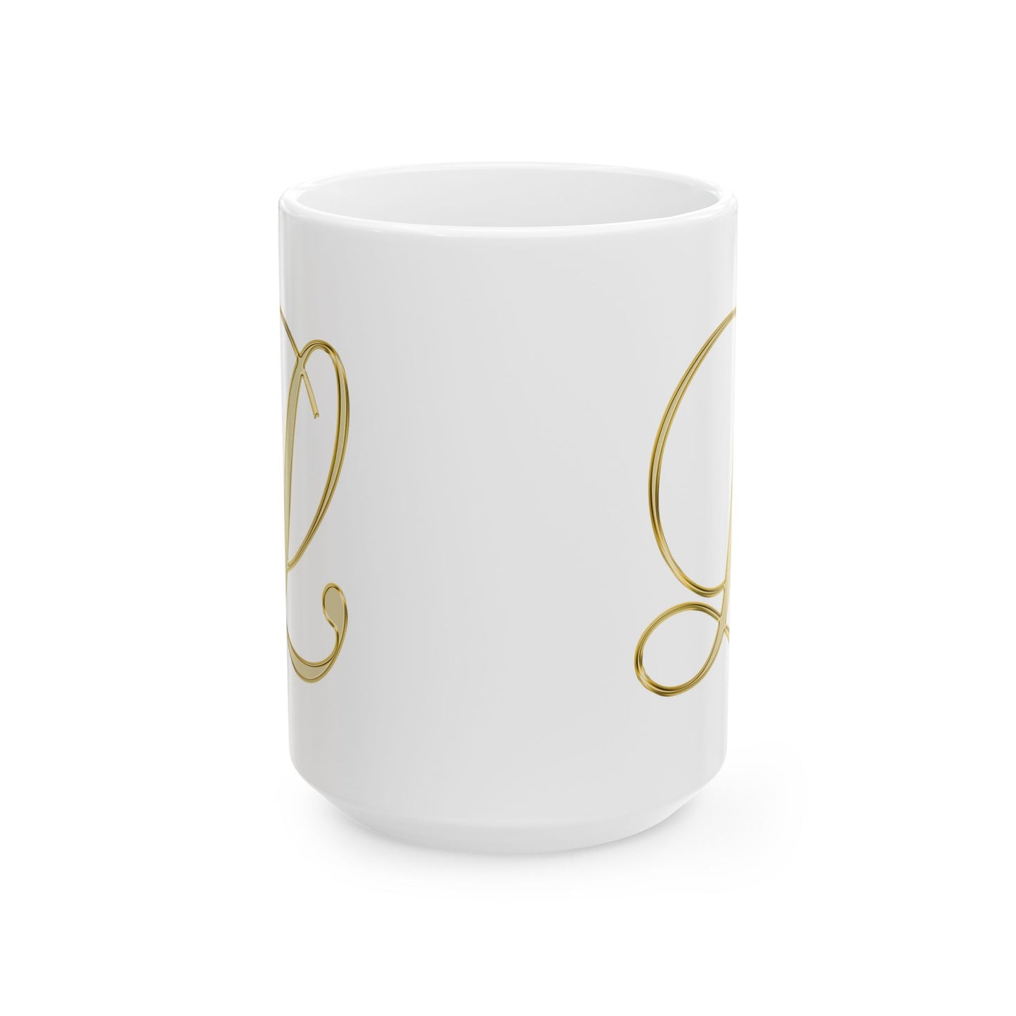 Gold Script Love Ceramic Mug — Elegant Valentine's Day Coffee Cup (11oz, 15oz)