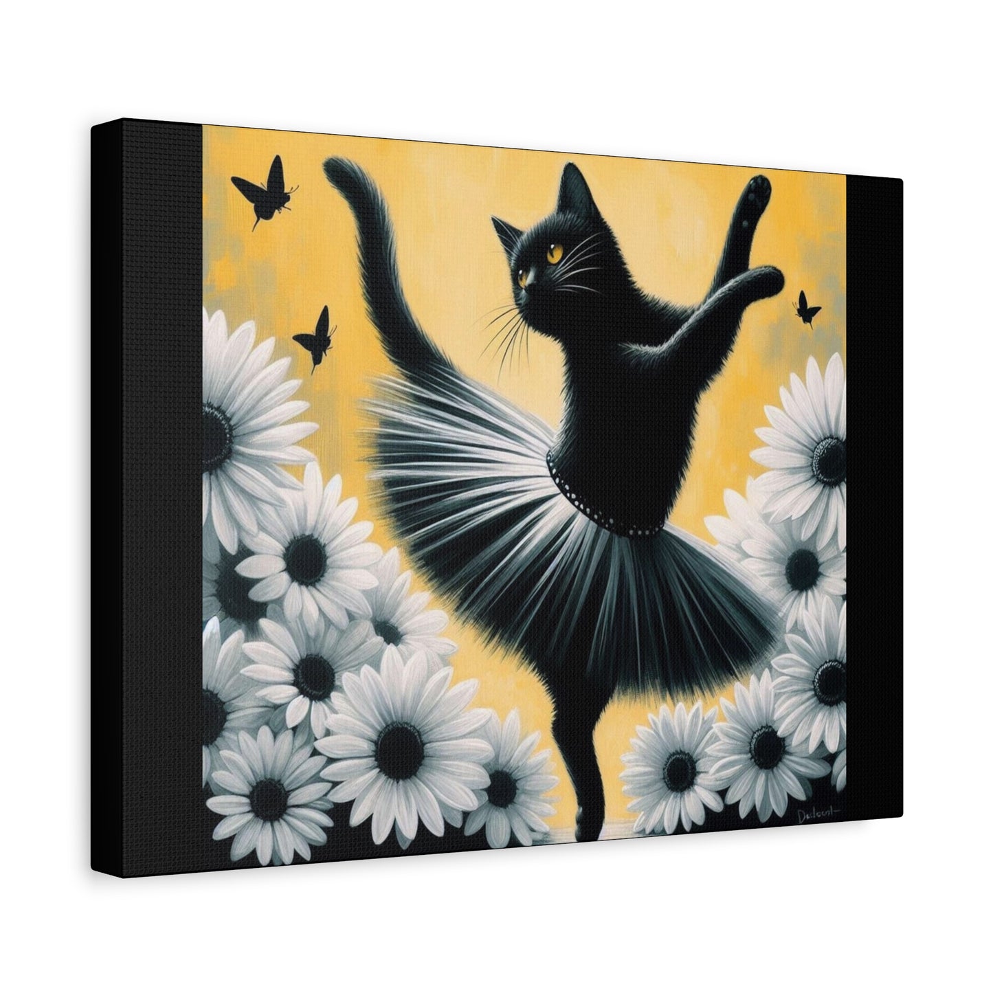 Ballet Black Cat Canvas Print — Whimsical Cat Ballerina Wall Art