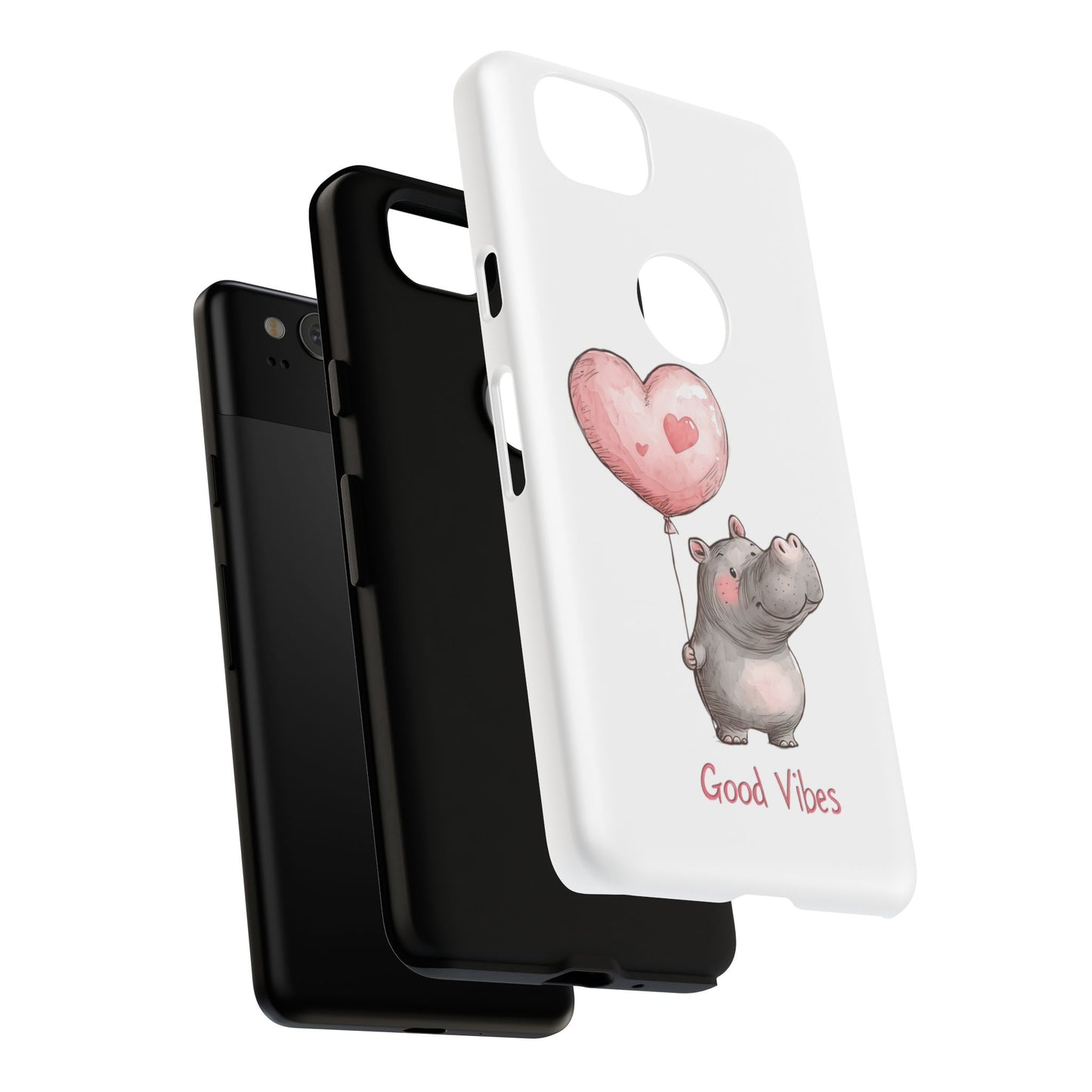 Cute Hippo Phone Case - Good Vibes Design, Animal Lover Gift, Fun Accessory, Birthday Present, Phone Accessories