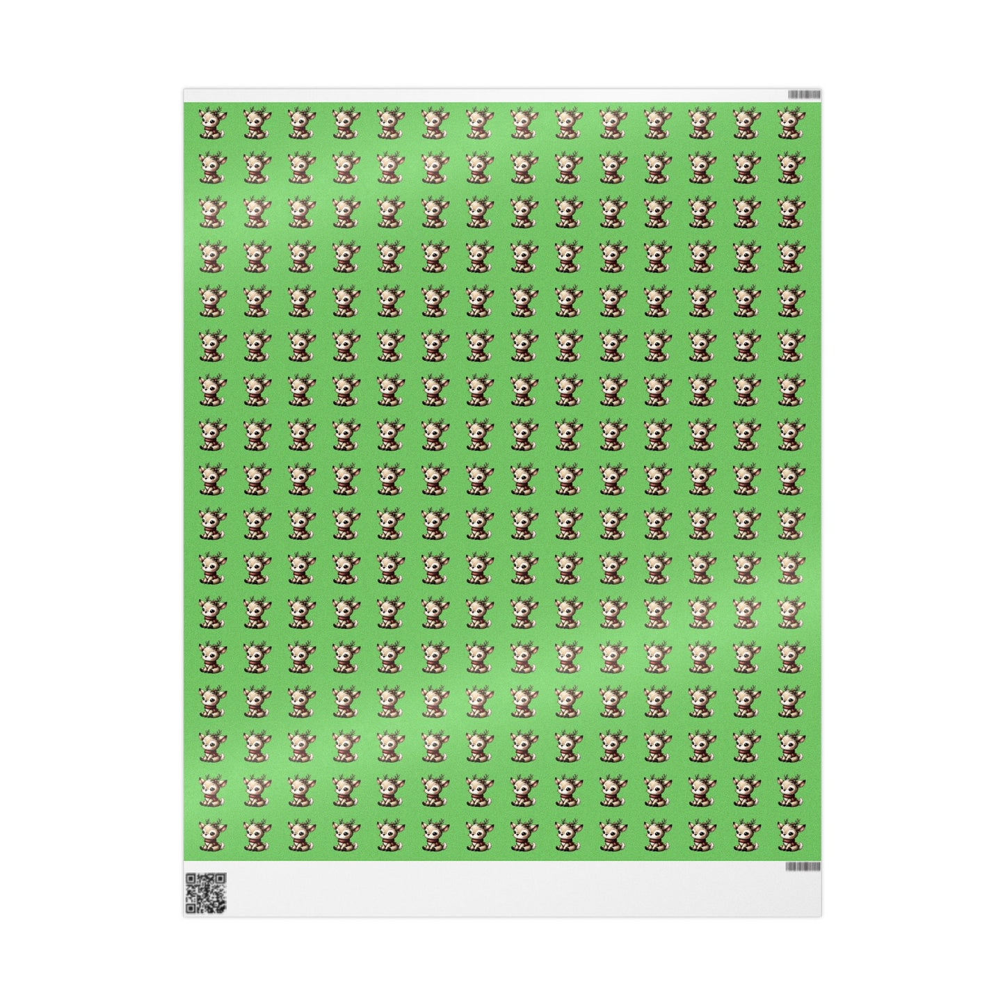 Green Reindeer Pattern Wrapping Paper — Cute Holiday Gift Wrap