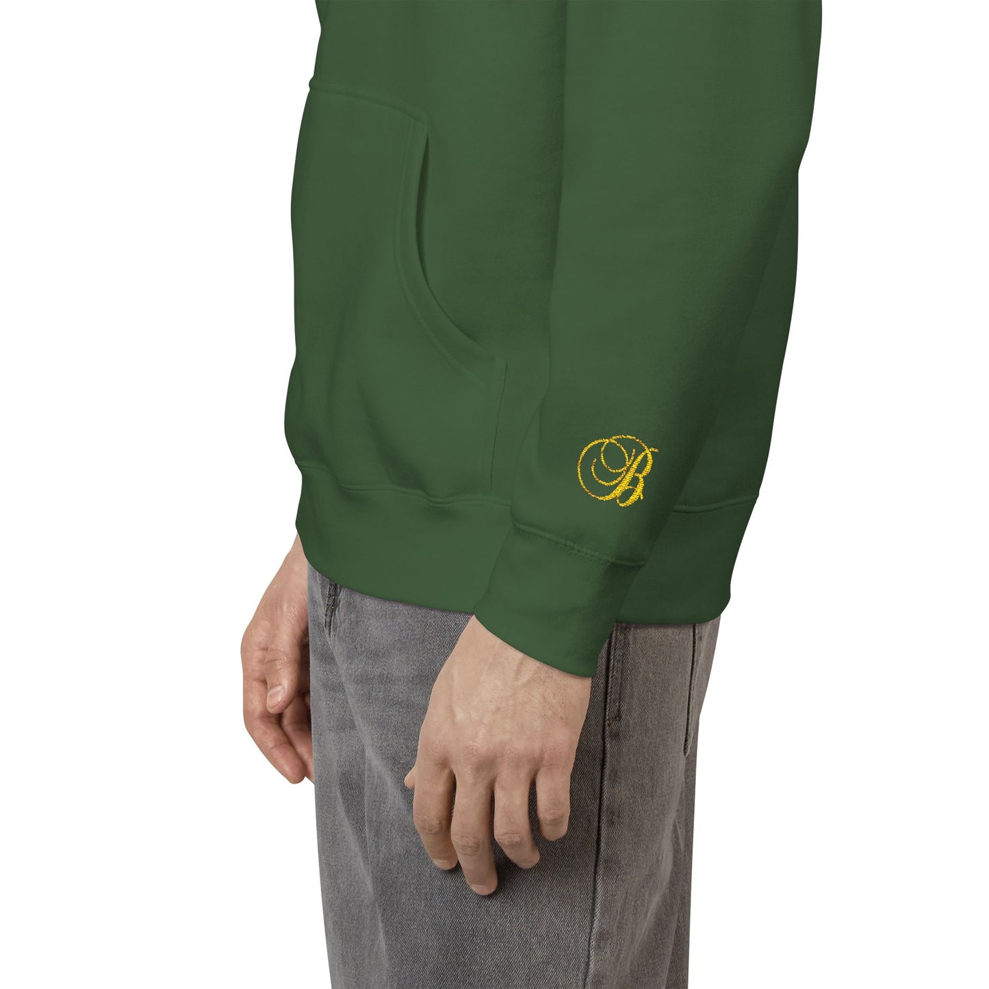 Coral Gold Floral Initial Hoodie — Monogram 'B' Casual Pullover