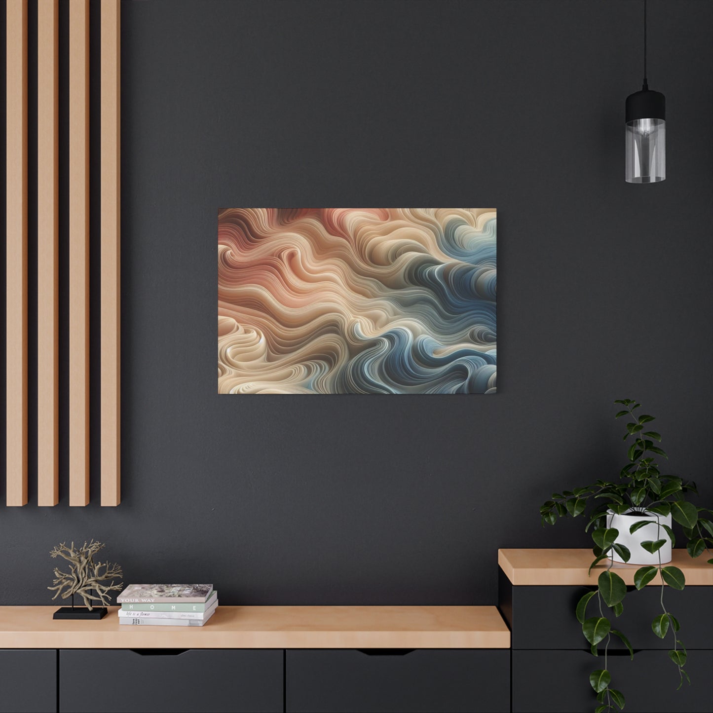 Abstract Swirl Matte Canvas Wall Art — Fluid Earth Tones, Stretched 1.25"