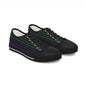 Low Top Sneakers — Black Retro Neon Stripe Casual Shoes for Women