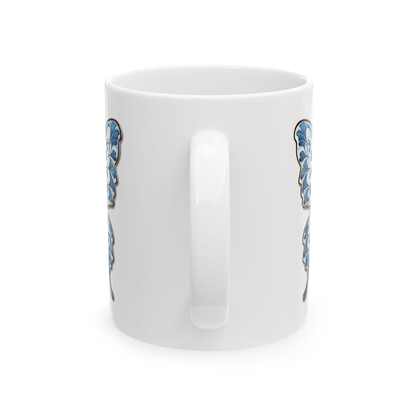 Blue Floral Butterfly Ceramic Mug — Decorative 11oz & 15oz Coffee Cup