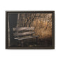 Framed Matte Canvas Print — Autumn Park Bench Photography