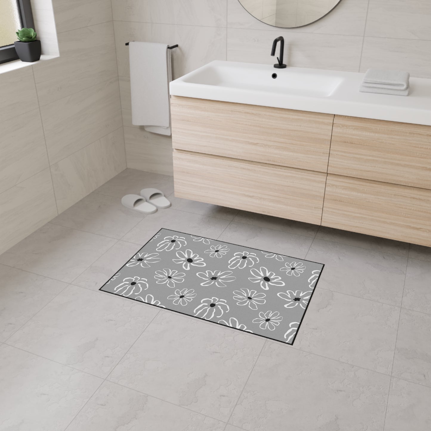 Daisy Pattern Heavy-Duty Floor Mat – Durable Non-Slip Entry & Kitchen Rug