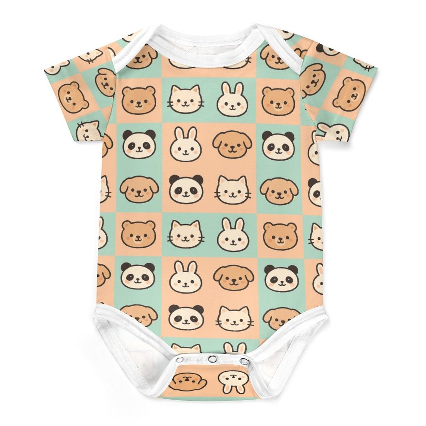 Faux Cotton Short Sleeve Baby Romper cutie animals