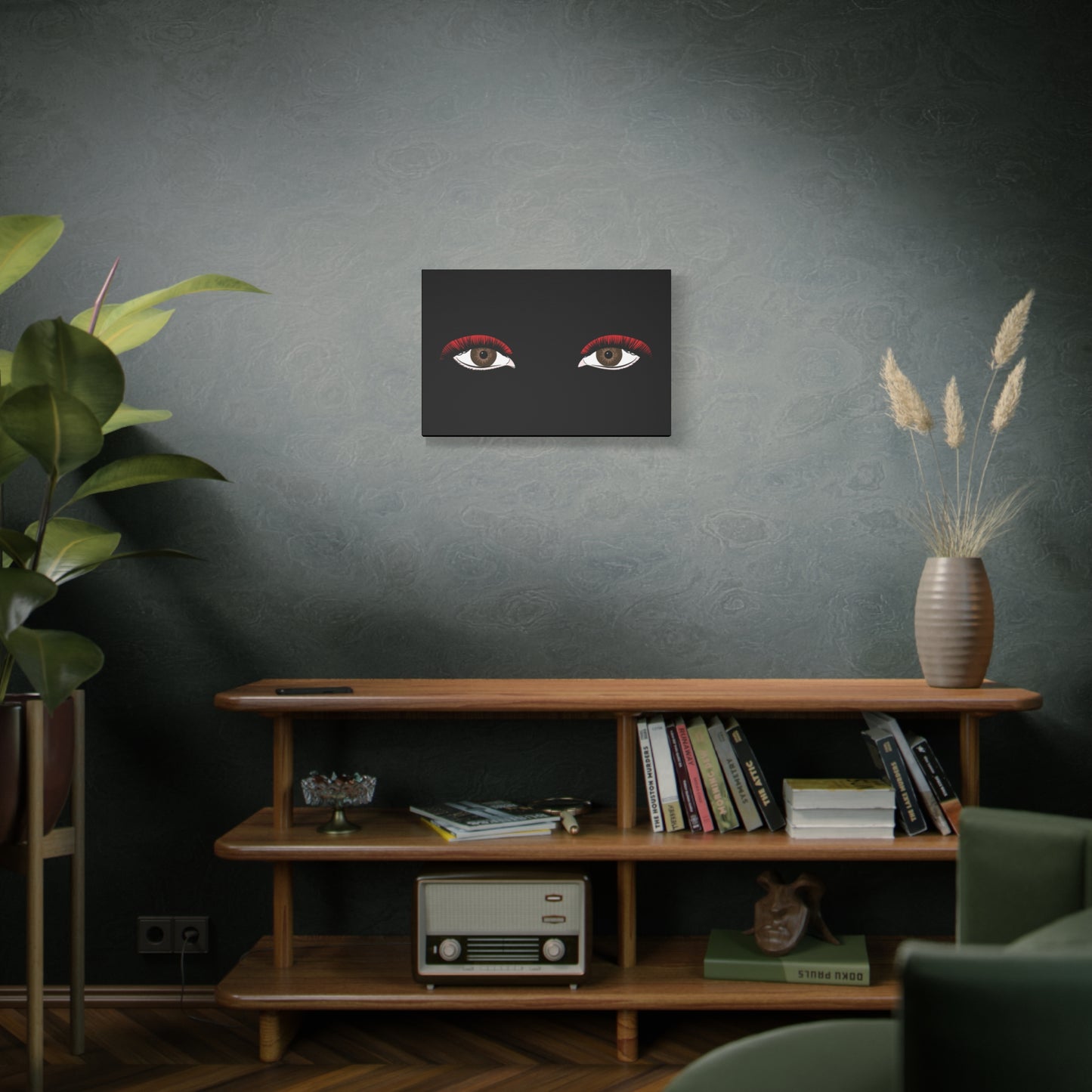 Red Lashes Wall Art Canvas — Glam Eyes Makeup Decor