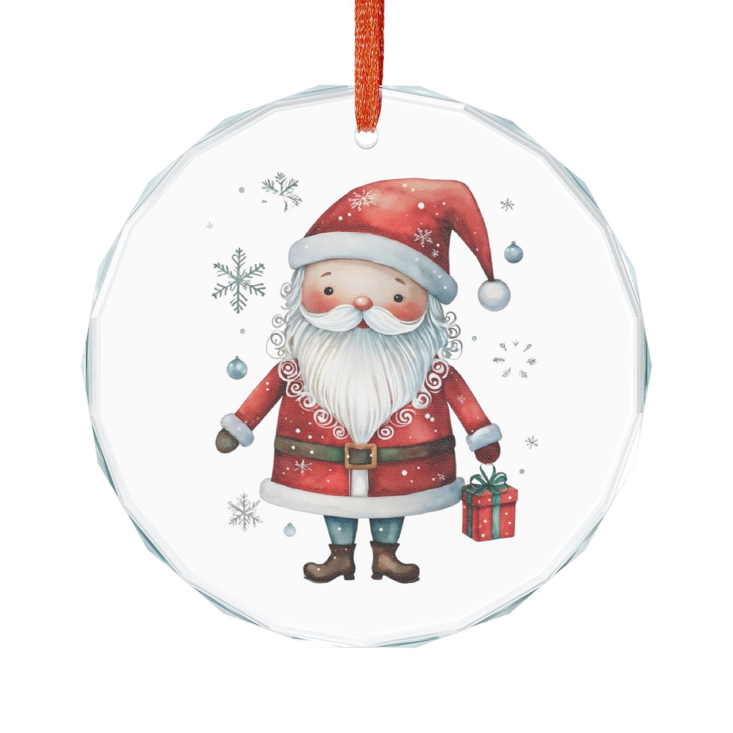Heart Crystal Ornament — Cute Santa Claus Holiday Glass Decoration