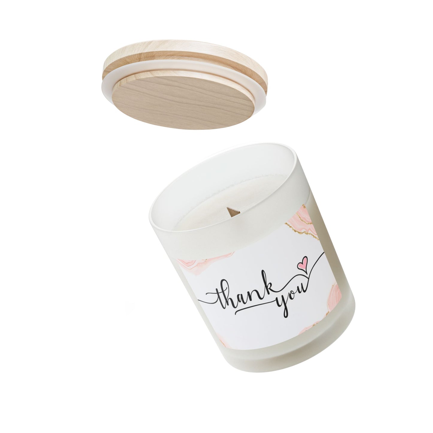 Thank You Frosted Glass Candle – 11oz Scented Gift Candle with Heart Accent