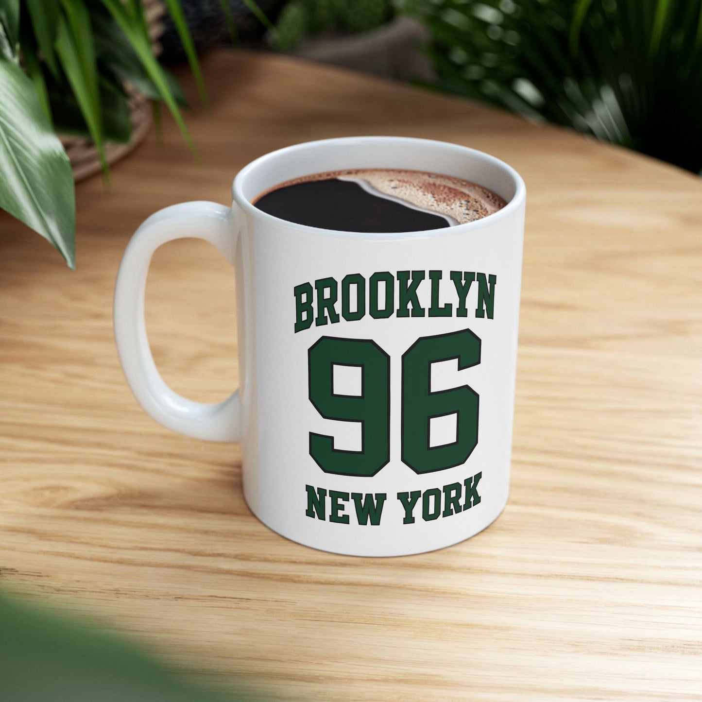 Brooklyn 96 New York Ceramic Mug — Retro Varsity Number Coffee Cup