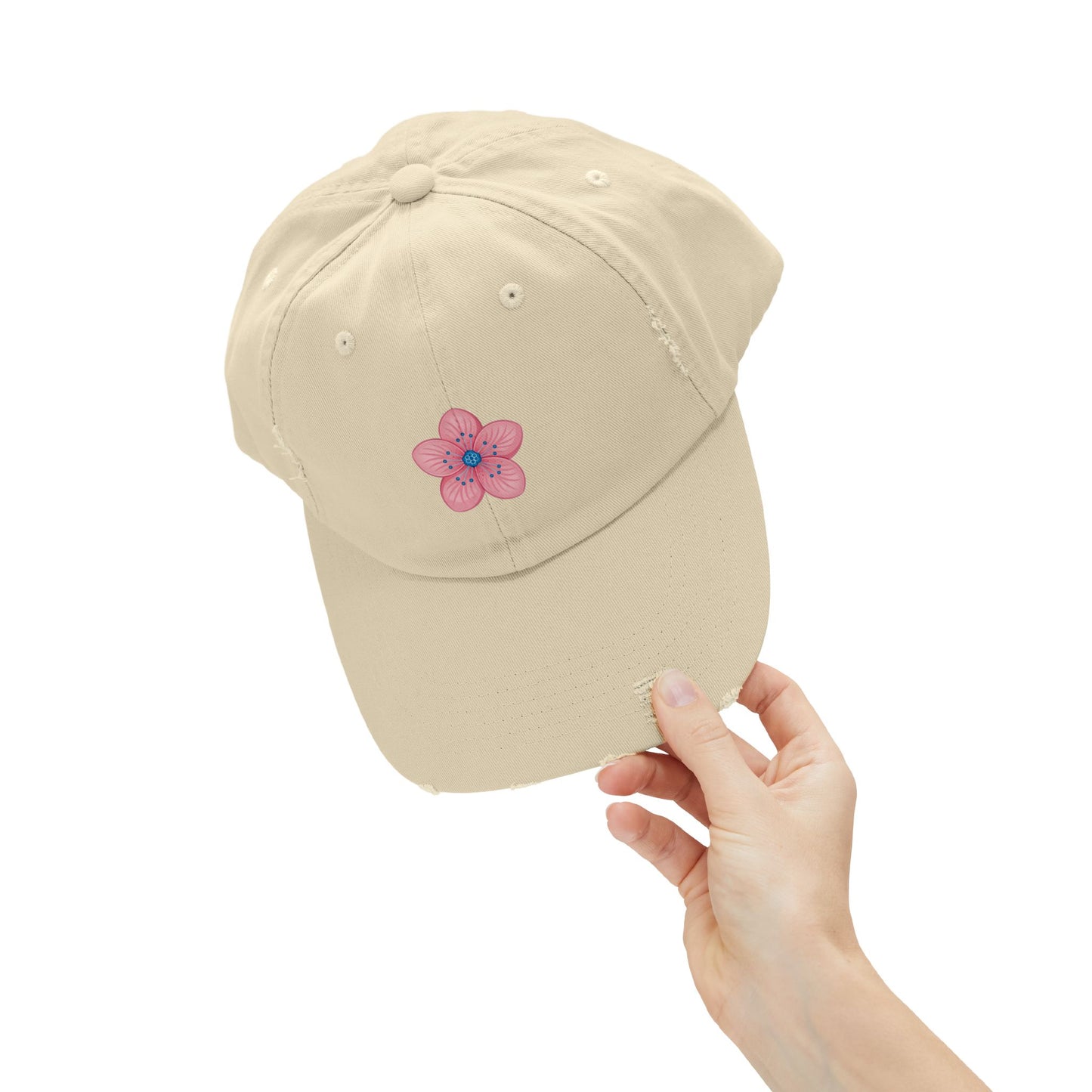 Floral Distressed Cap | Trendy Hat for Spring and Summer | Perfect Gift for Floral Lovers, Outdoor Events, Festivals, Birthdays