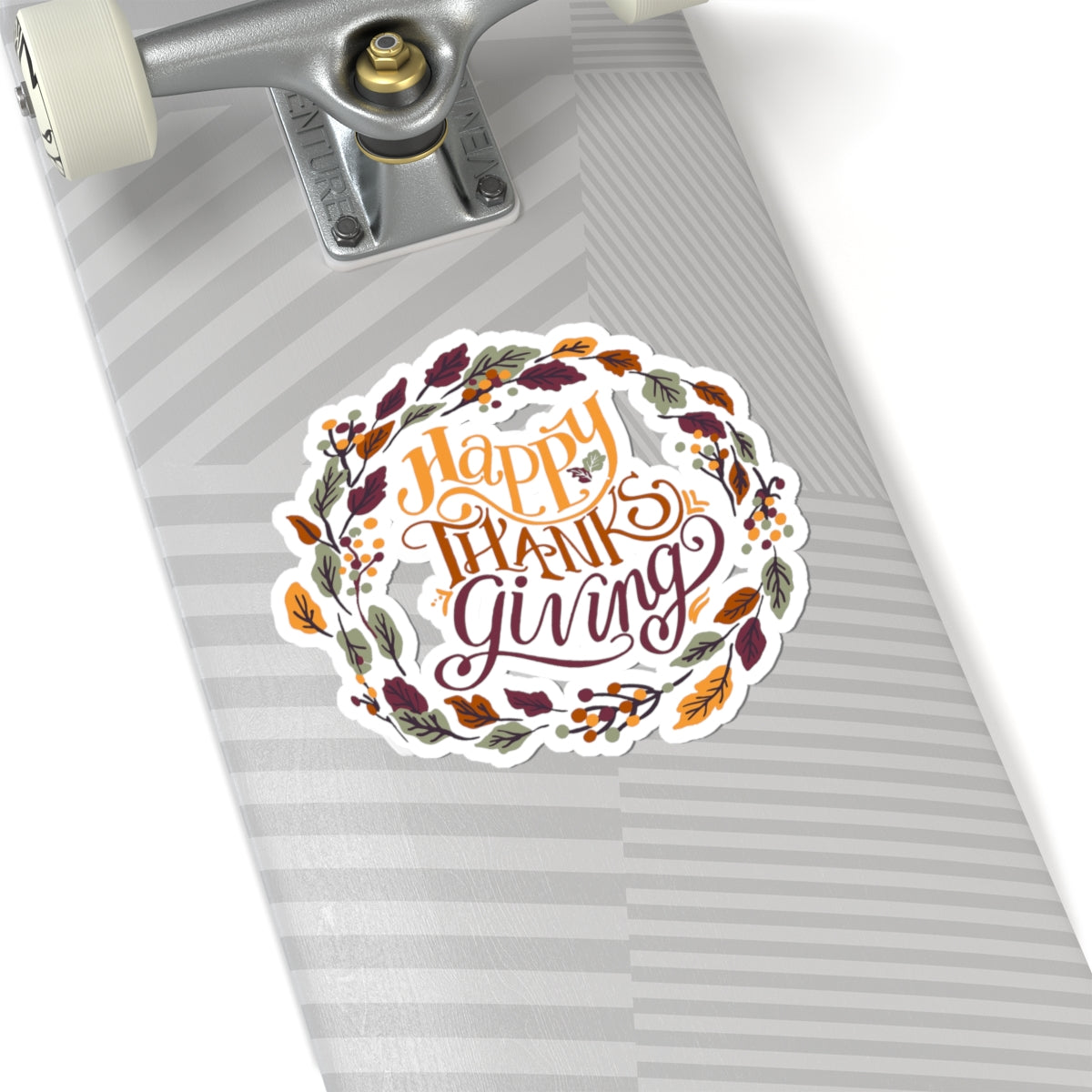 Happy Thanksgiving Fall Wreath Sticker — Kiss-Cut Thanksgiving Decal