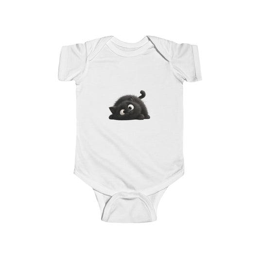 Cute Black Kitten Infant Bodysuit — Playful Baby Onesie