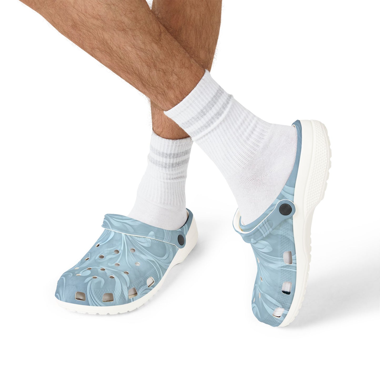 Blue Swirl EVA Foam Clogs — Comfortable Water-Friendly Slip-On Shoes