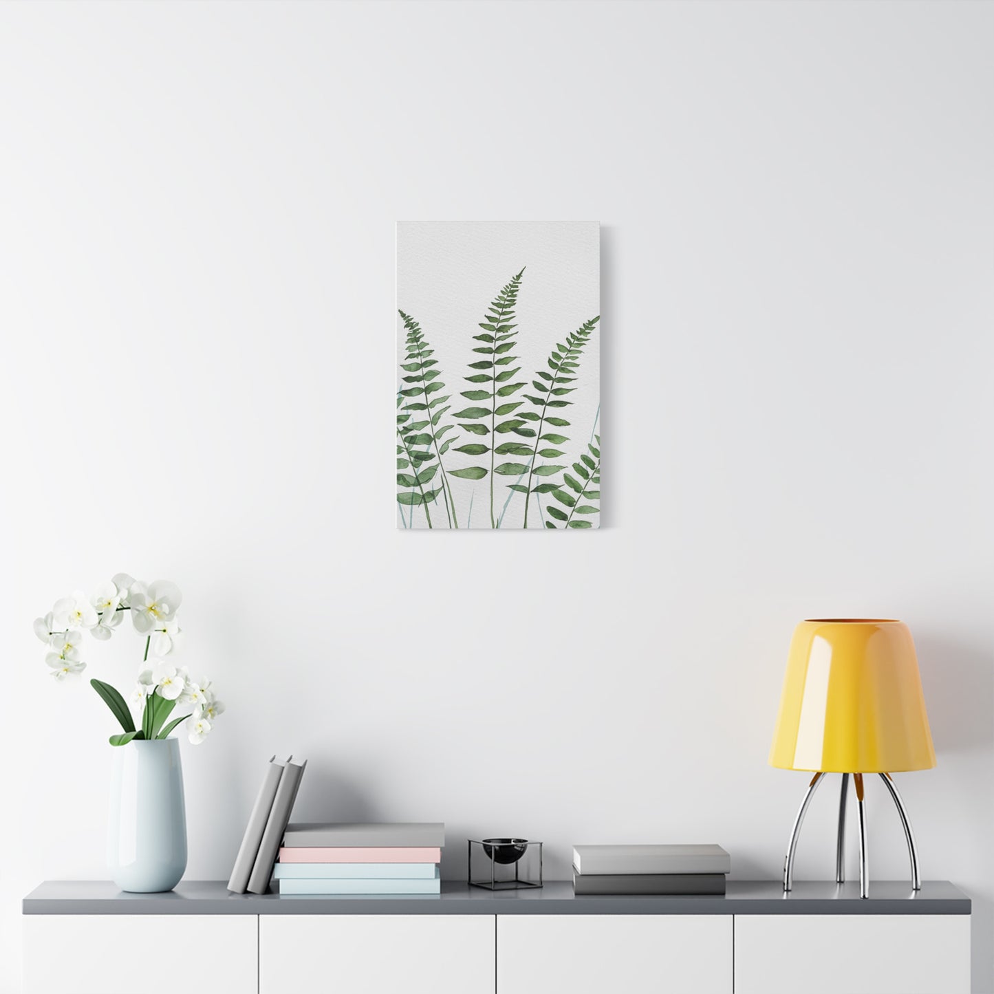 Fern Watercolor Canvas Art – Botanical Matte Stretched Wall Print