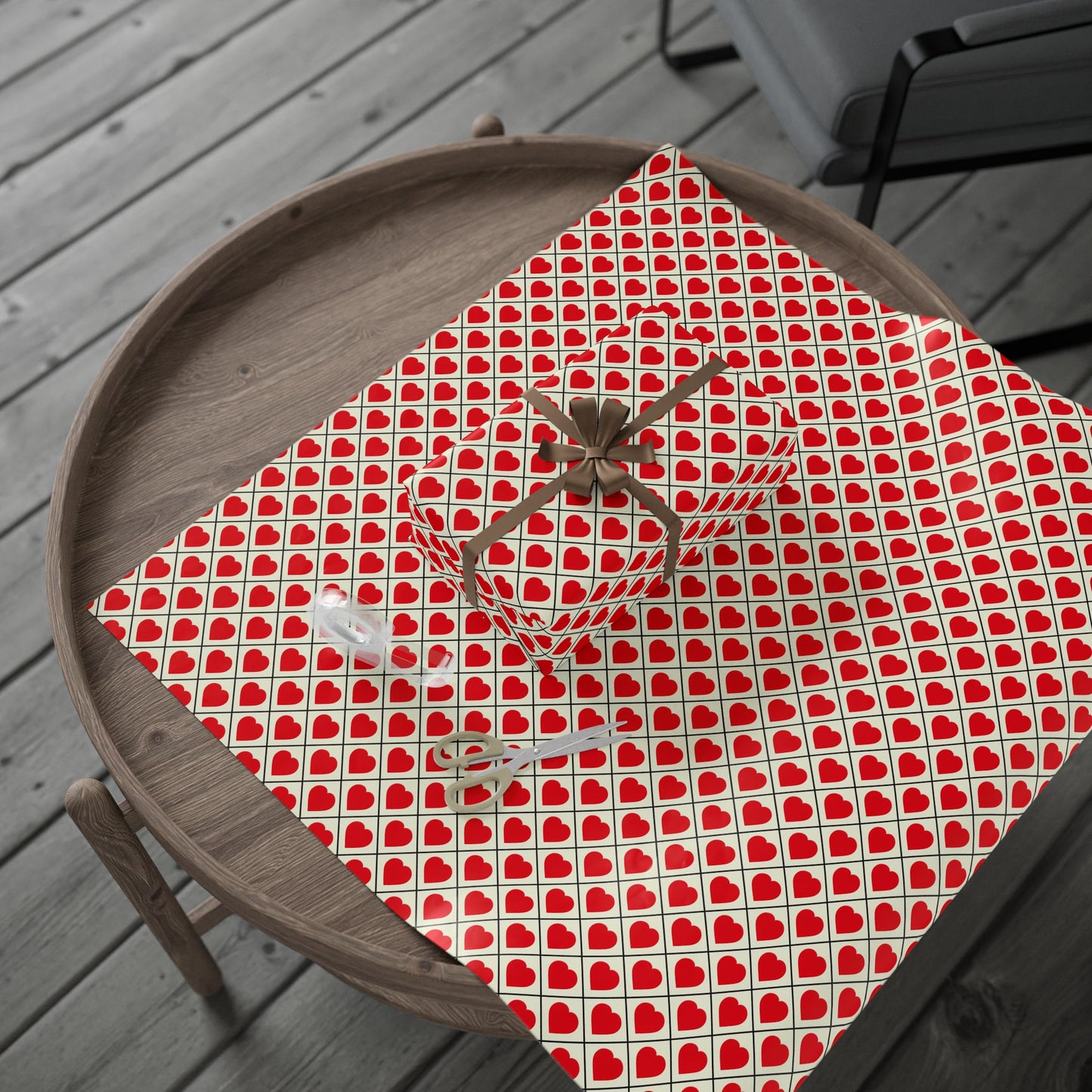 Heart Lattice Wrapping Paper Roll — Red Hearts Valentine's Gift Wrap