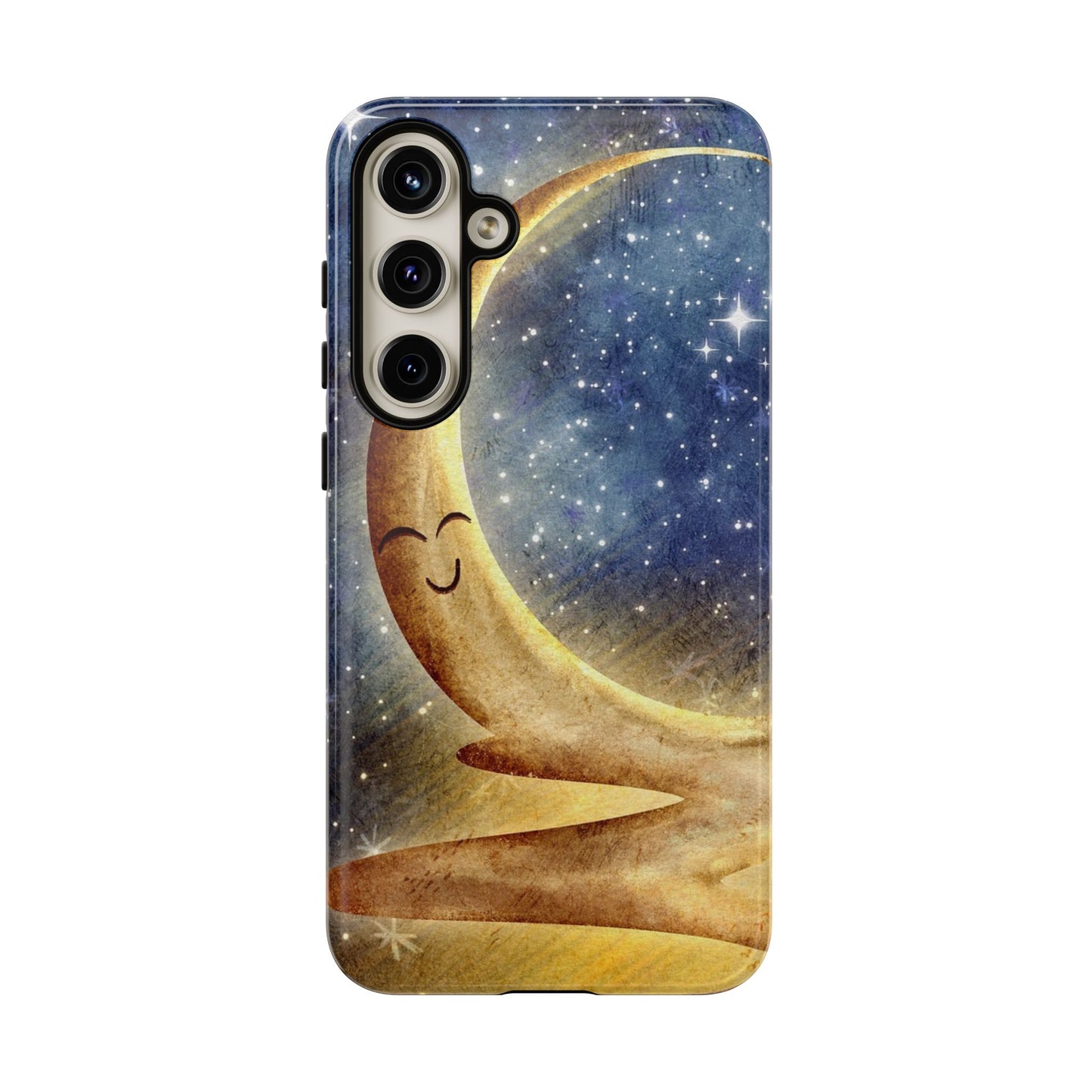 Moonlit Smile Phone Case — Starry Night Crescent Moon iPhone Cover