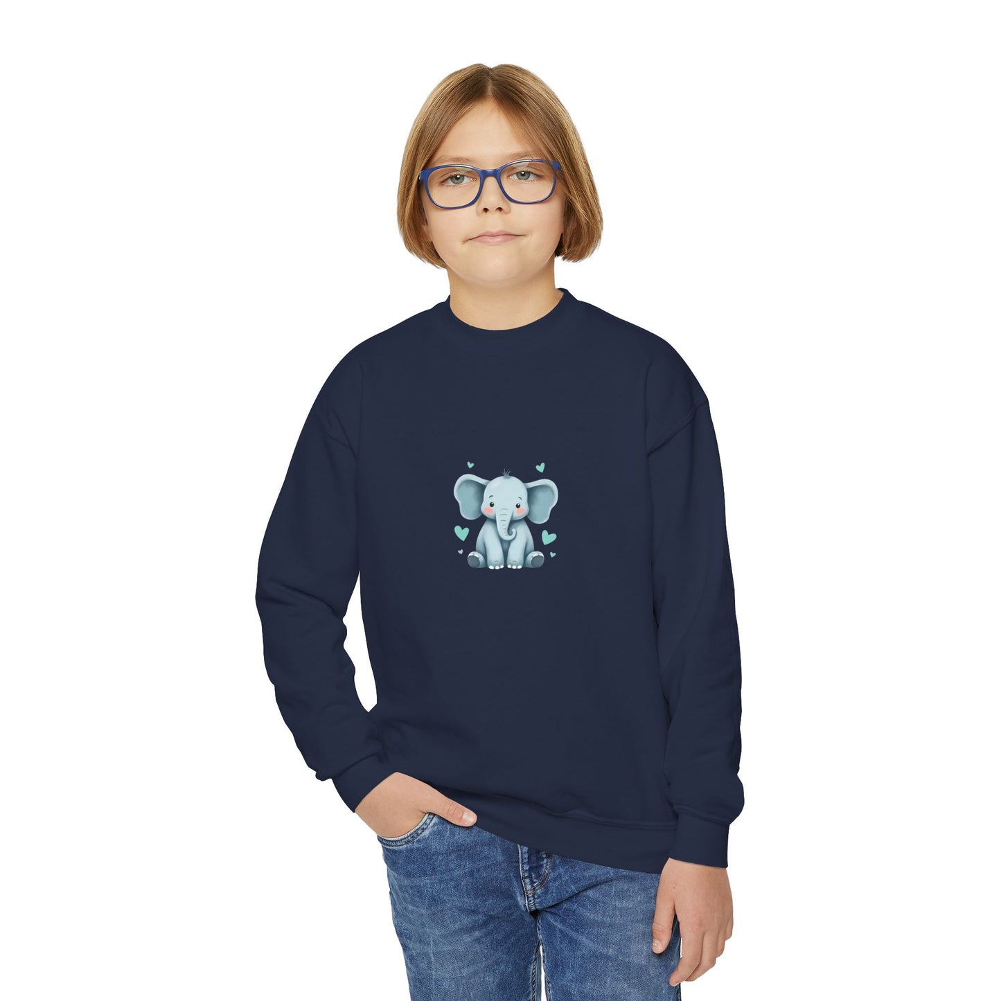 Adorable Elephant Youth Crewneck Sweatshirt