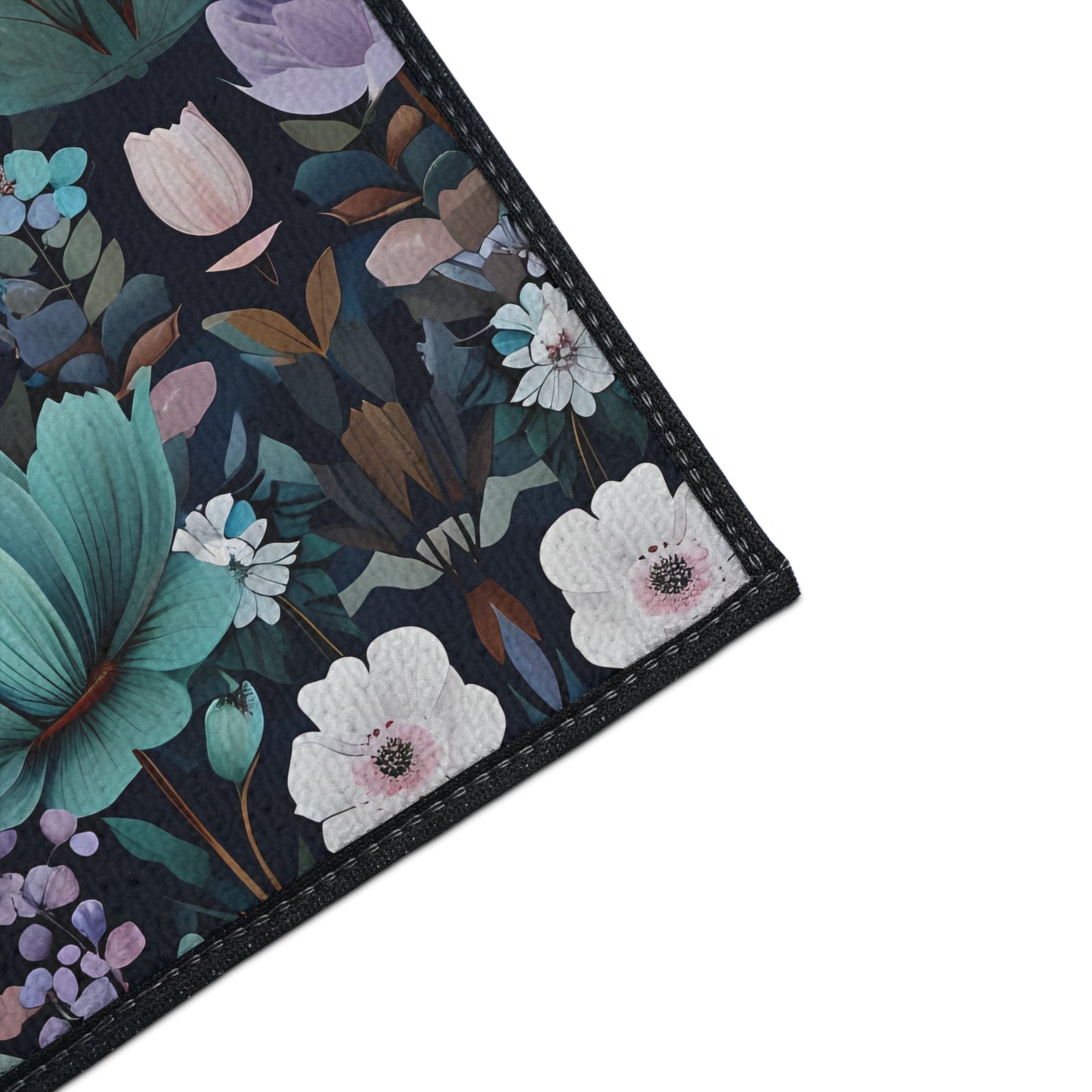Floral Heavy Duty Floor Mat — Dark Botanical Non-Slip Door Rug