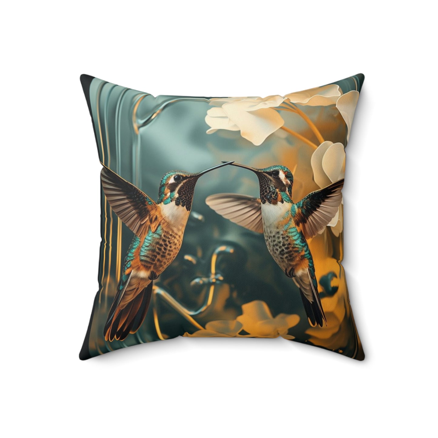 Hummingbird Garden Pillow — Decorative Square Throw Pillow