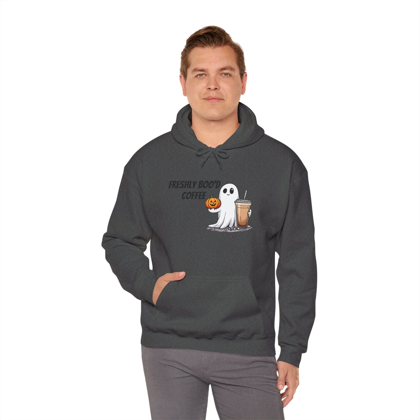 Ghostly Coffee Unisex Hoodie, Halloween Sweatshirt, Cute Fall Apparel, Cozy Casual Wear, Gift for Coffee Lovers, Fun Spooky Style