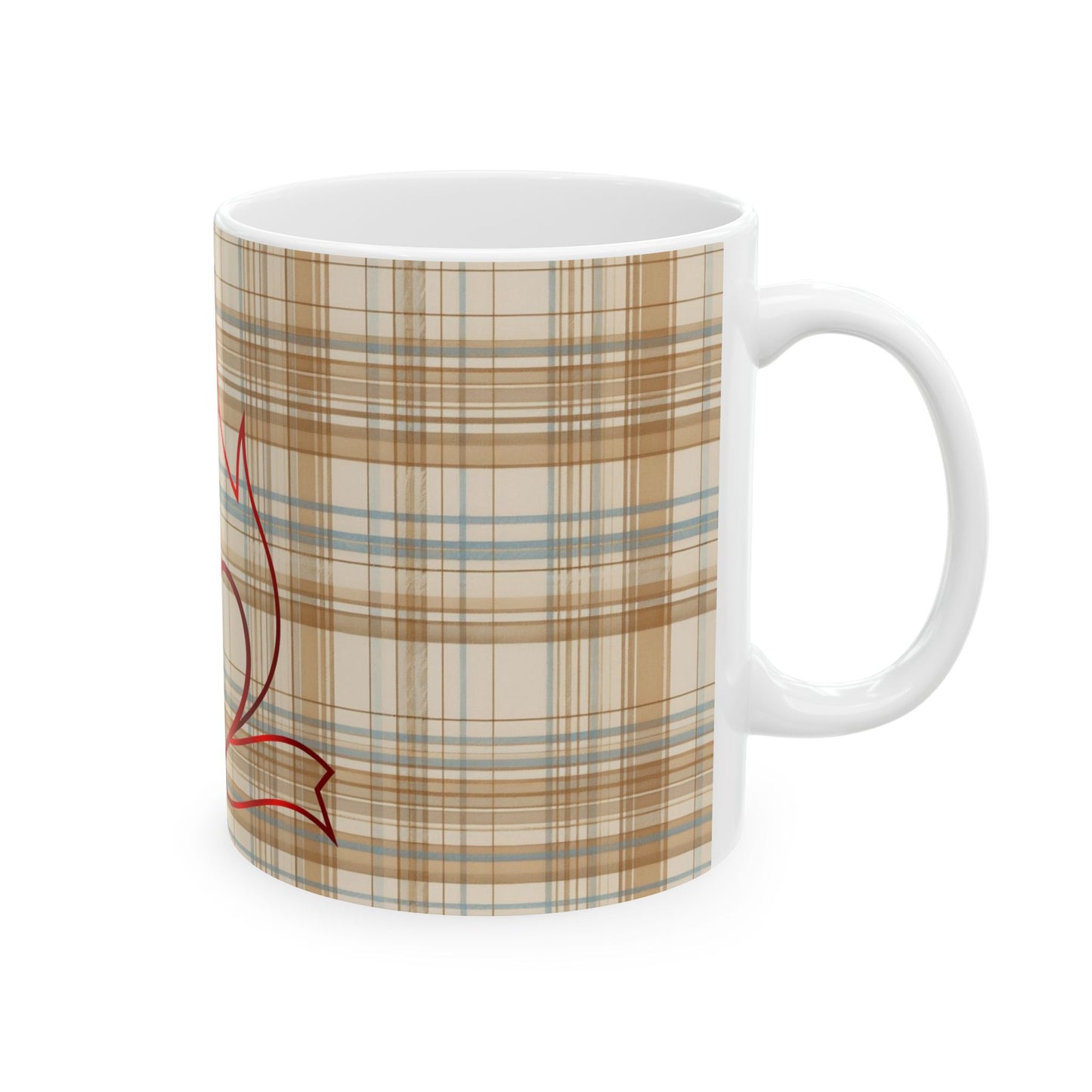 Plaid Heart Flame Ceramic Mug – Cozy Rustic Coffee Cup (11oz/15oz)