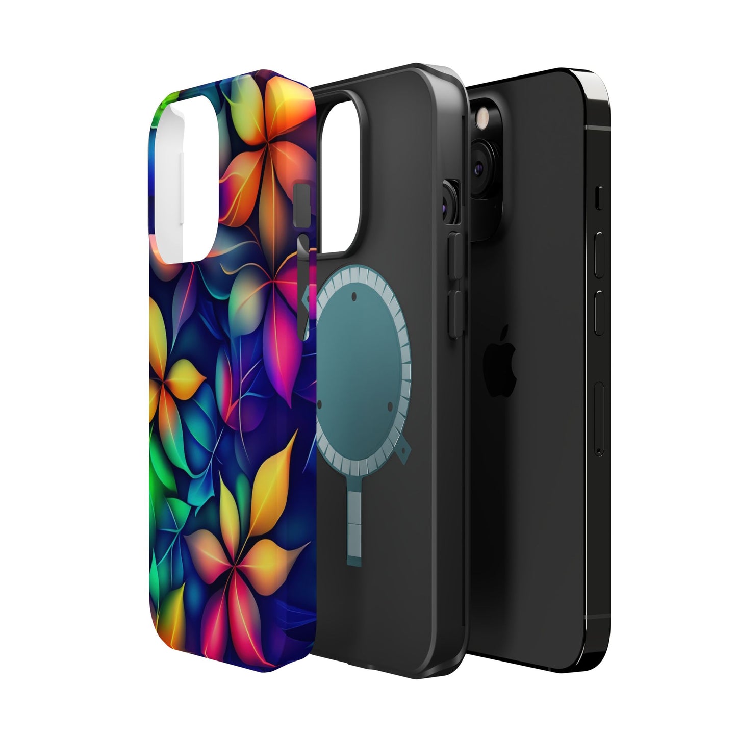 Floral Prism Magnetic Impact-Resistant Phone Case — Colorful Gradient Petal Design
