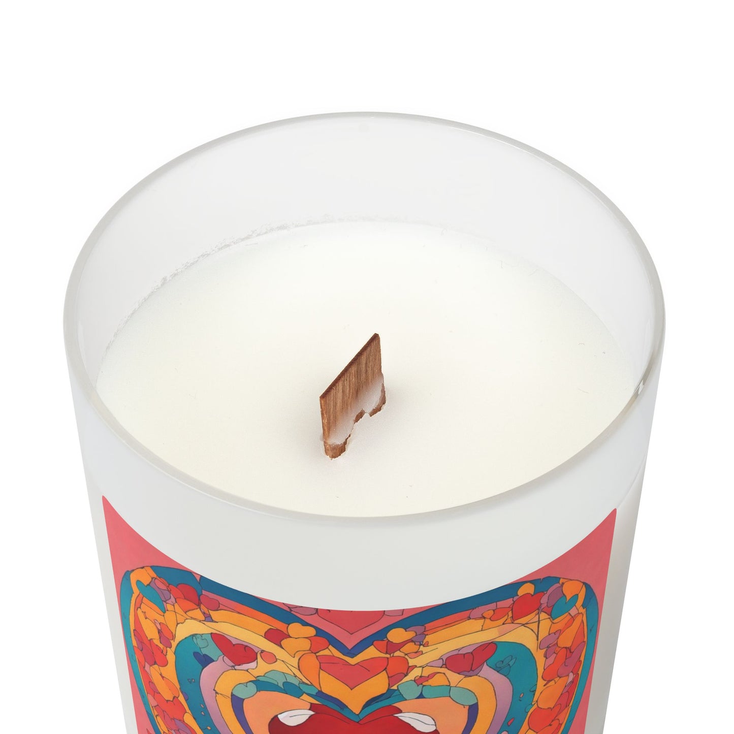 Heart Rainbow Frosted Glass Candle — 11oz Valentine Love Scented Candle