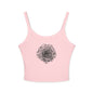 Chic Women's Spaghetti Strap Tank Top with Black Lace Rose Design, Casual Summer Wear, Festival Top, Gift for Her, Layering Essential