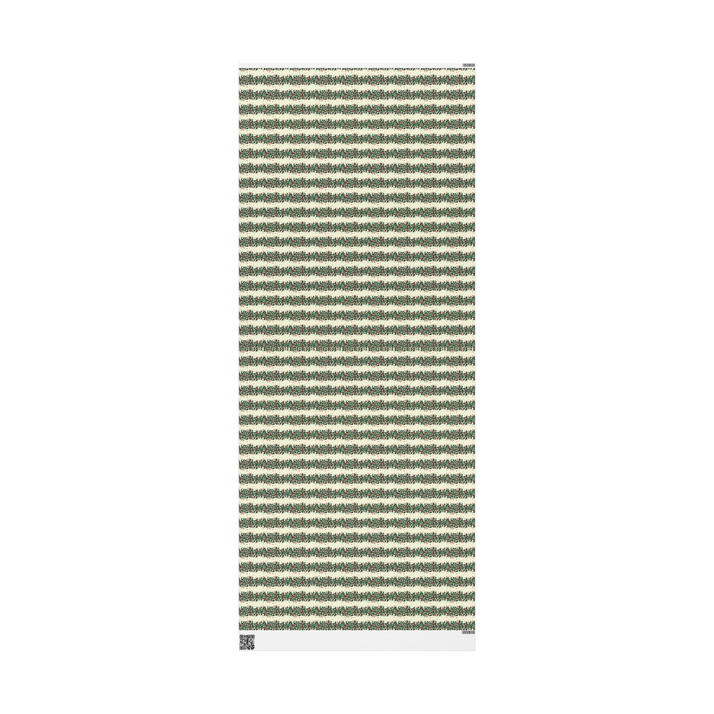 Holiday Pine Sprig Wrapping Paper Roll — Festive Green & Red Gift Wrap