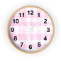 Pink Gingham Wall Clock — Cute Check Pattern Clock for Nursery & Kitchen