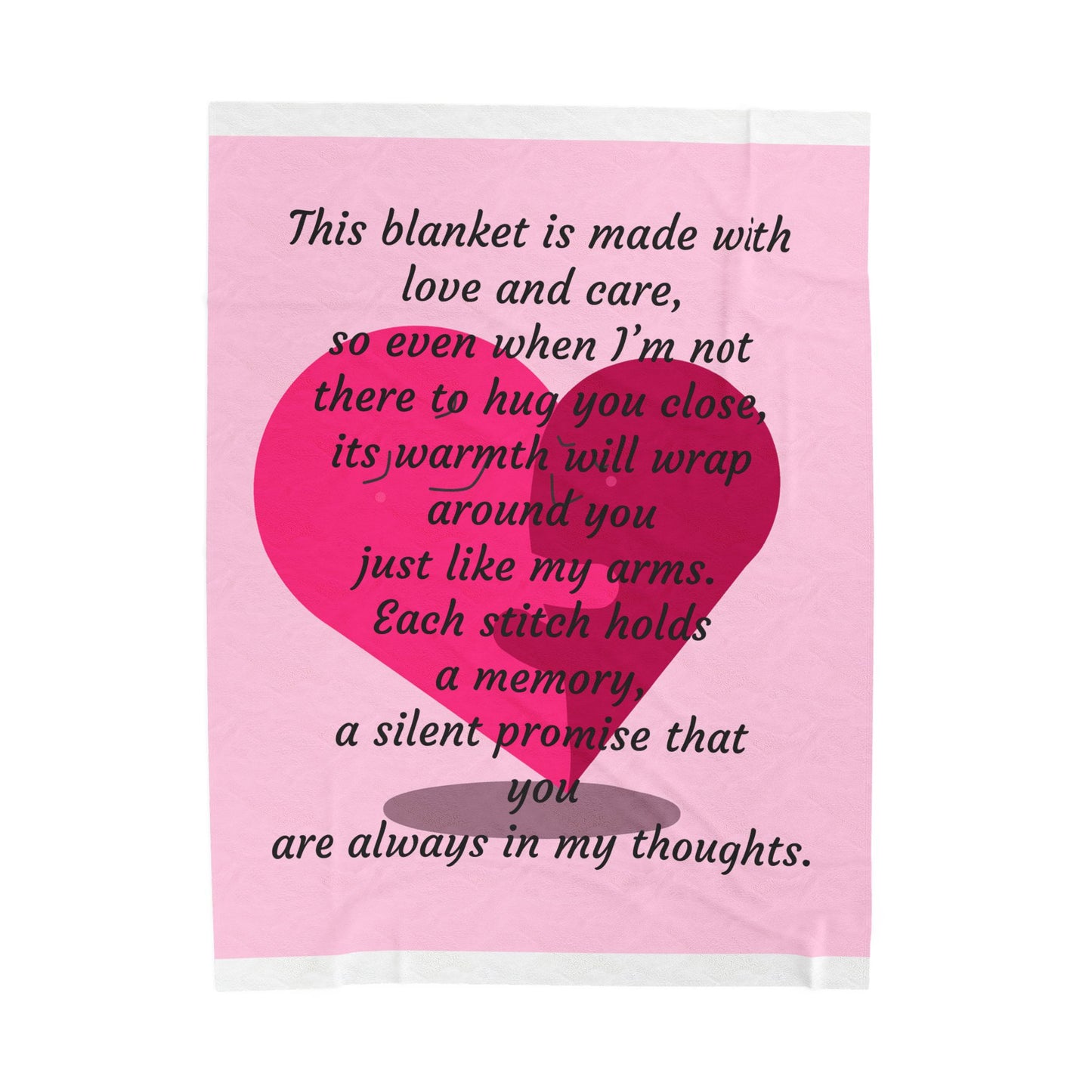 Memorial Heart Velveteen Plush Blanket — "This blanket is made with love and care" Comfort Throw