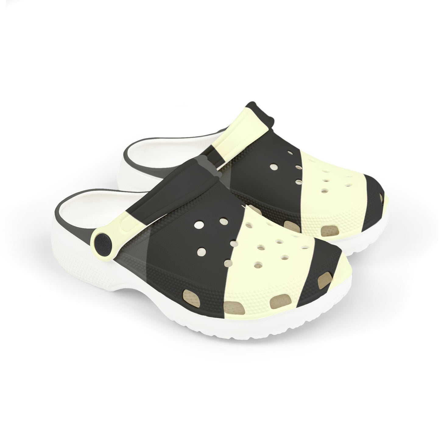 Kids Black & Cream Striped EVA Foam Clogs — Lightweight Slip‑On Sandals for Everyday Play