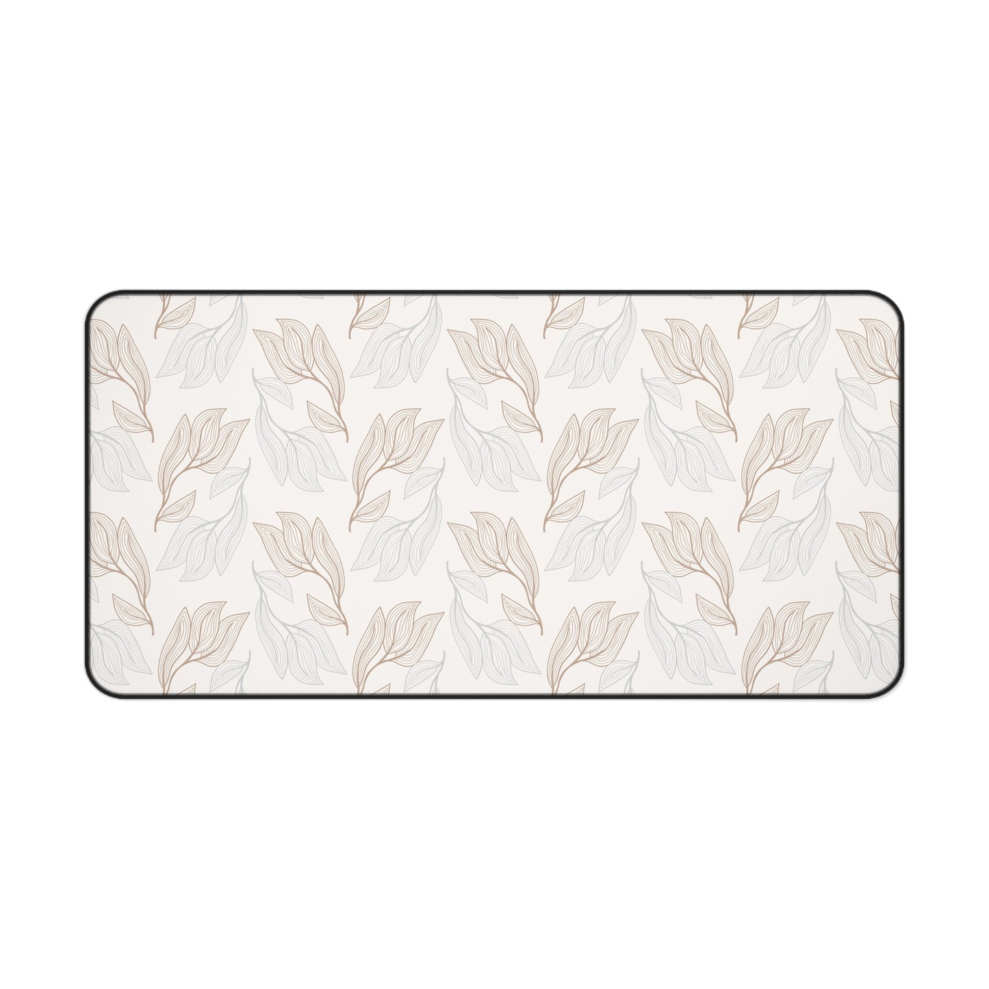 Desk Mat — Neutral Leaf Pattern Desk Mat (Beige Minimal Botanical Mousepad)