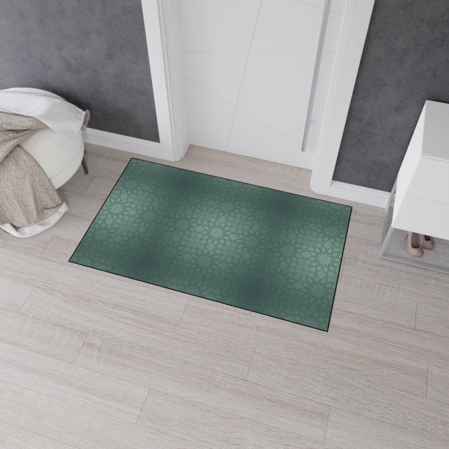 Heavy-Duty Floor Mat — Teal Geometric Anti-Fatigue Rug for Kitchen & Garage