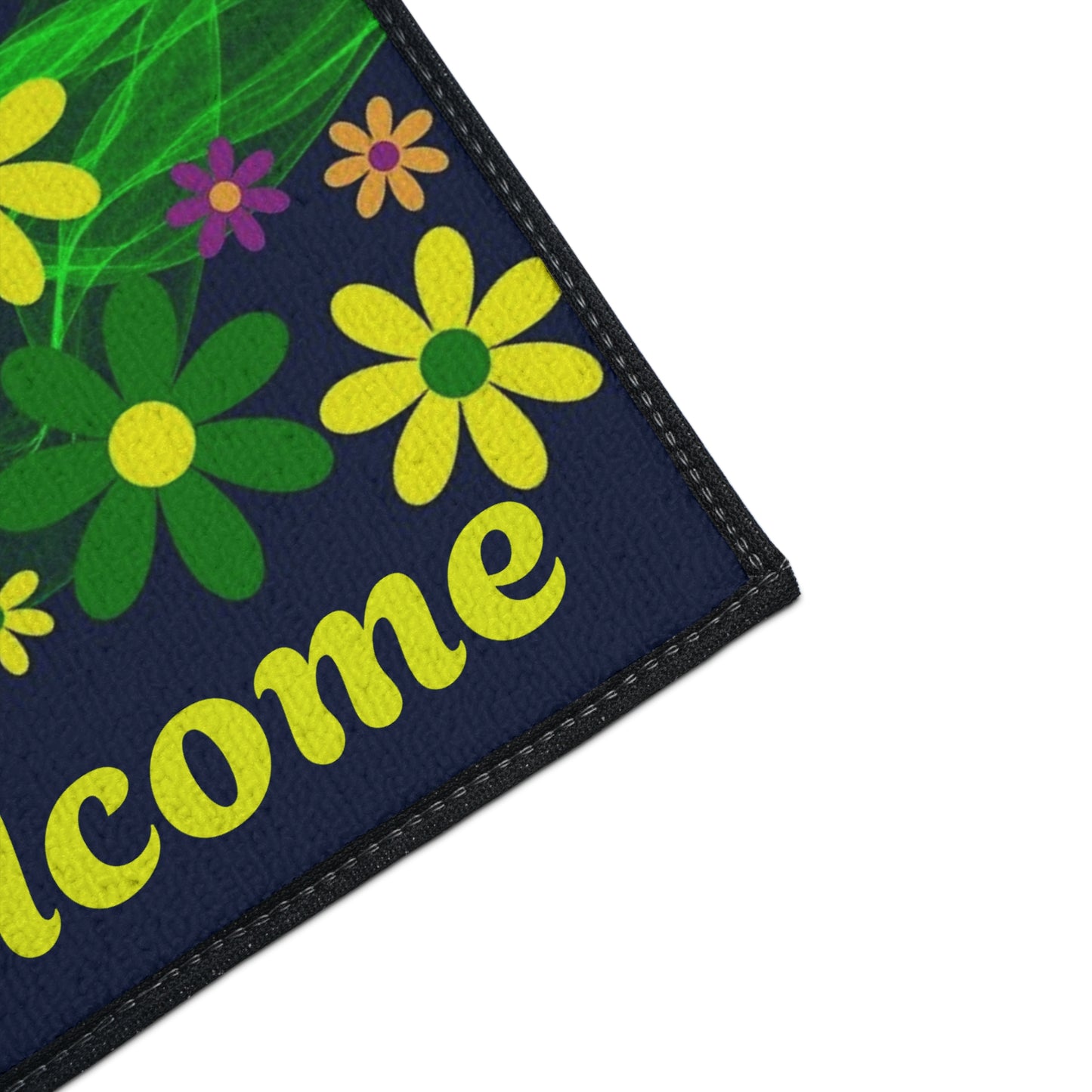 Welcome Floral Heavy-Duty Floor Mat — Colorful Spring Flowers Door Mat