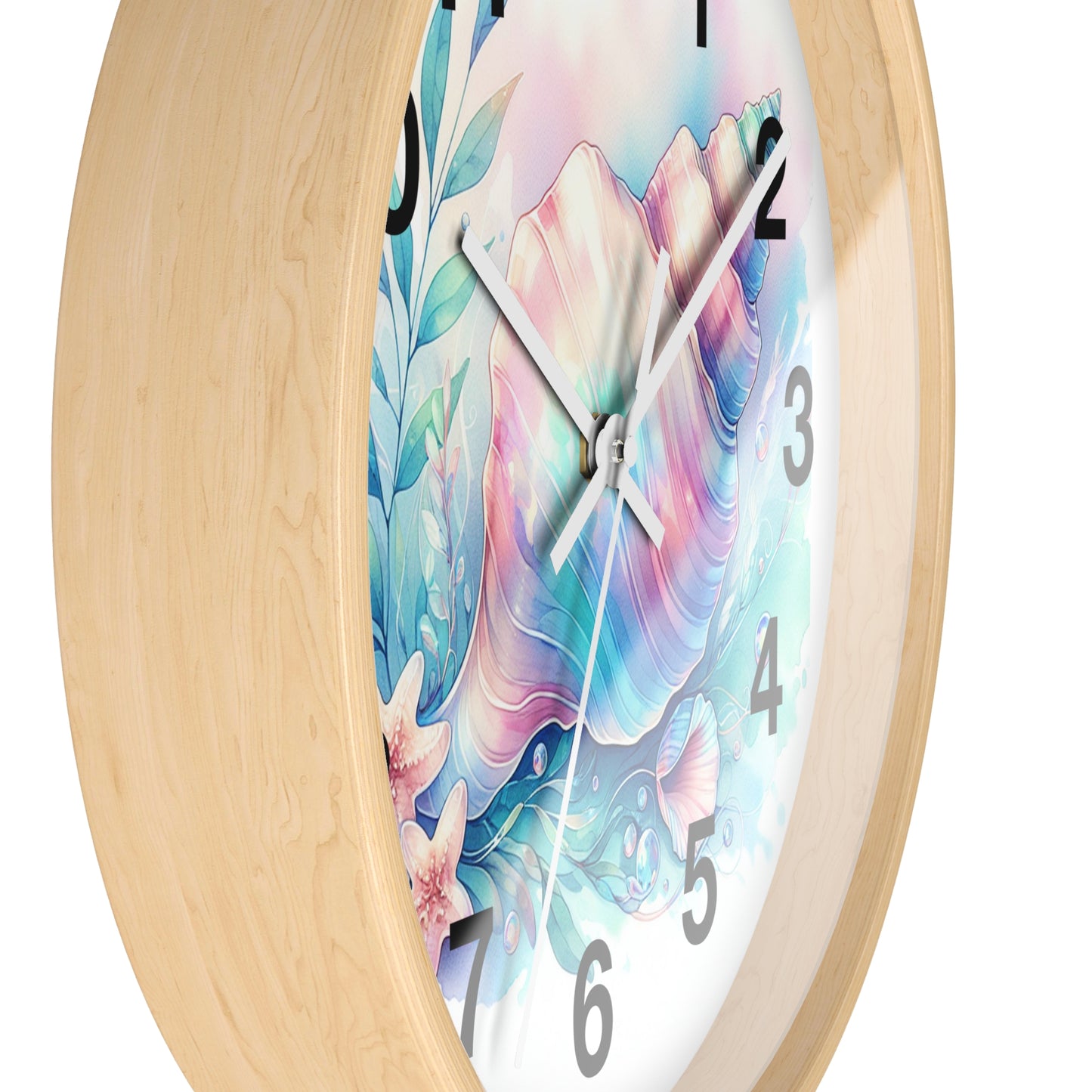 Seashell Pastel Wall Clock — Beachy Coastal Home Decor