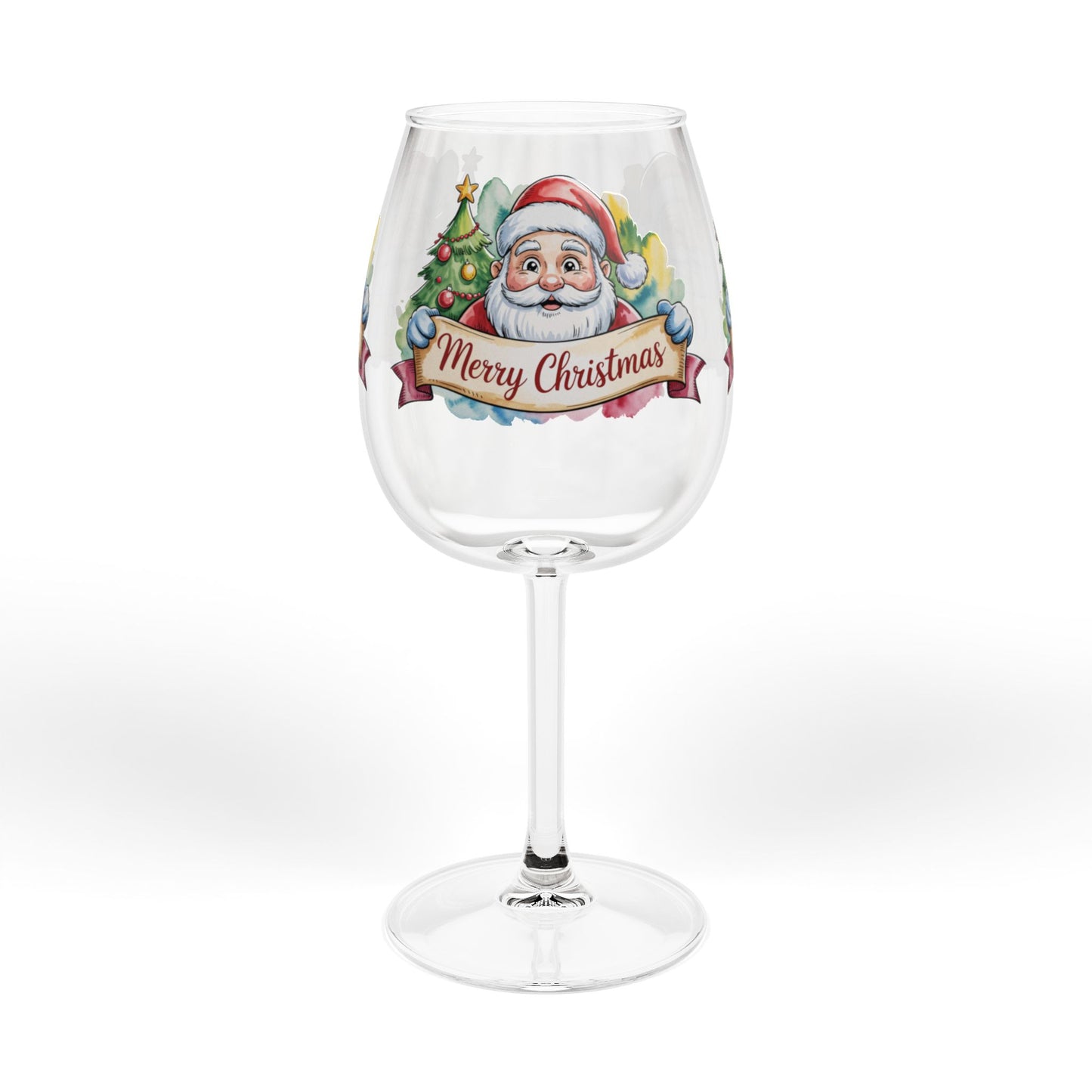 Christmas Santa Wine Glass — 12oz Merry Christmas Holiday Stemmed Glass